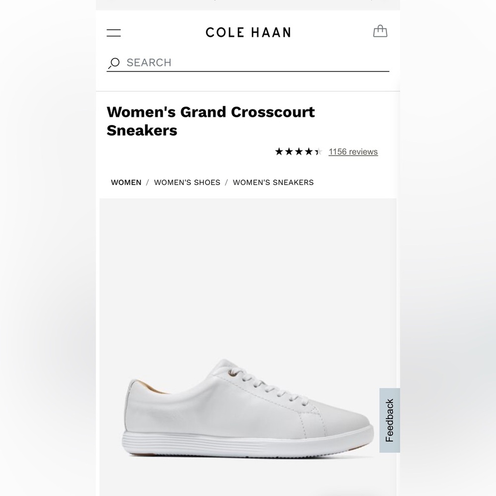 Cole Haan Women's Grand Crosscourt White Leather Sneakers Size 9
